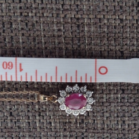 10k Ruby And Diamonds Necklace - Picture 4 of 10